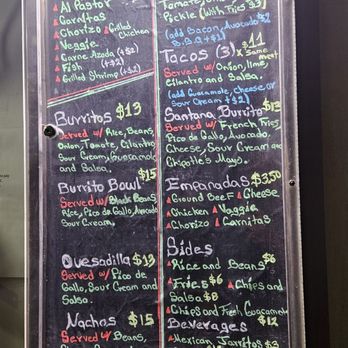 Rey De Reyes - a menu on a blackboard - Mexican Near Me - Brooklyn, New York