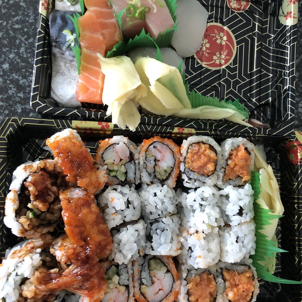 Sushi Spot - Mackerel, salmon, yellowtail, & scallop sashimi. 3 rolls special left to right: shrimp tempura eel, Boston, and spicy tuna - Sushi Bars Near Me - New York, New York Sushi Spot - Mackerel, salmon, yellowtail, & scallop sashimi. 3 rolls special left to right: shrimp tempura eel, Boston, and spicy tuna - Sushi Bars Near Me - New York, New York