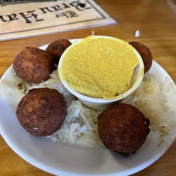 Brau Haus - Sauerkraut Balls with Düsseldorf Mustard - German Near Me - Oldenburg, Indiana