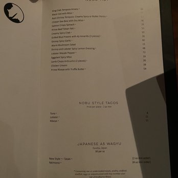Nobu - Indian Wells - The menu - Japanese Near Me - Indian Wells, California