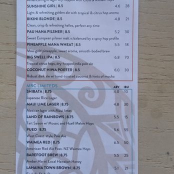 Maui Brewing Company - Menu 7/2025 - Breweries Near Me - Kihei, Hawaii Maui Brewing Company - Menu 7/2025 - Breweries Near Me - Kihei, Hawaii