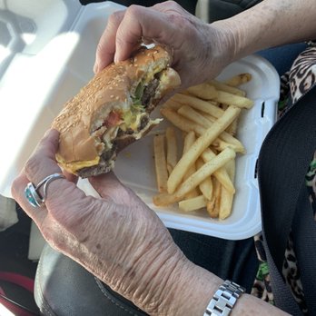 Luz's Place - Single cheeseburger with mustard & fries. - Restaurants Near Me - Dexter, New Mexico