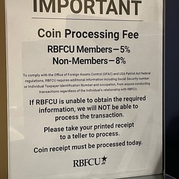 RBFCU - Plano - 4-30-2022 fees for the coin change machine - Banks & Credit Unions Near Me - Plano, Texas RBFCU - Plano - 4-30-2022 fees for the coin change machine - Banks & Credit Unions Near Me - Plano, Texas