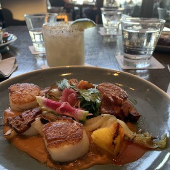 Coasterra - $38 seared dayboat scallops & debs coconut margarita - Mexican Near Me - San Diego, California Coasterra - $38 seared dayboat scallops & debs coconut margarita - Mexican Near Me - San Diego, California
