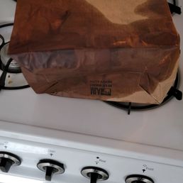 Grease soaked food bag.