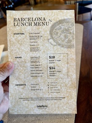 Menu photo 6 Telefèric Barcelona Roseville, CA