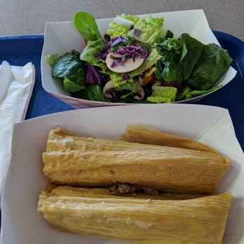 Long Island Gourmet - Small side salad, no dressing. Veggie tamales warmed up for me. I bought them on the street closer to home. :) - Delis Near Me - Mineola, New York