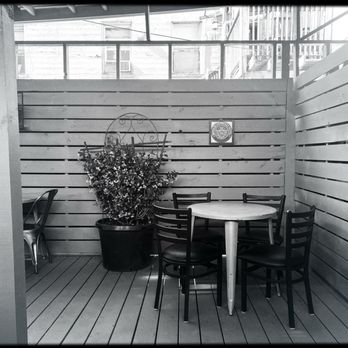 Shami Cafe - back patio with jasmine - Syrian Near Me - Portland, Oregon
