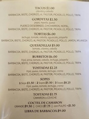 Menu photo 1 Cocina Martinez Center, TX