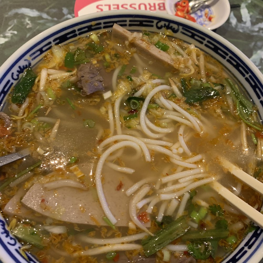 Bun Bo Hue (central style noodle soup). Warning - it's spicy Bun Bo Hue (central style noodle soup). Warning - it's spicy