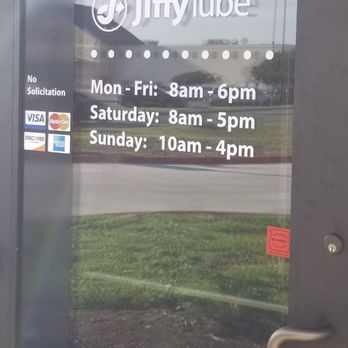 Jiffy Lube - * try to arrive 30minutes before end of day M-F 8a-6p SA 8a-5p SU 10a-4p - Oil Change Stations Near Me - Taylor, Texas Jiffy Lube - * try to arrive 30minutes before end of day M-F 8a-6p SA 8a-5p SU 10a-4p - Oil Change Stations Near Me - Taylor, Texas