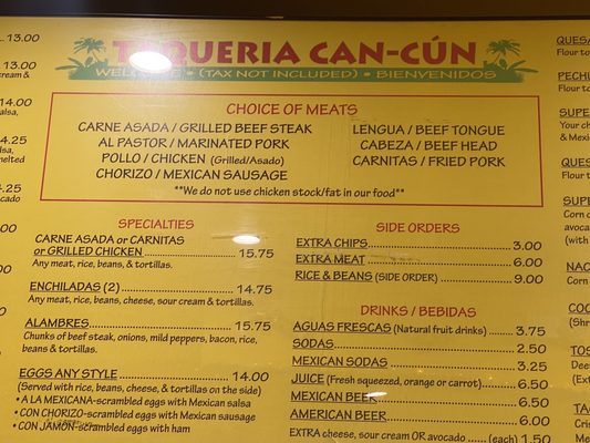 Menu photo 5 Taqueria Cancun San Francisco, CA