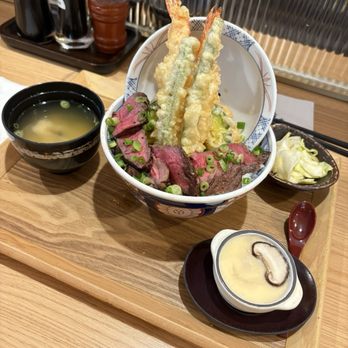 Tendon Kohaku - Beef steak aimori tendon set - Japanese Near Me - Bellevue, Washington Tendon Kohaku - Beef steak aimori tendon set - Japanese Near Me - Bellevue, Washington