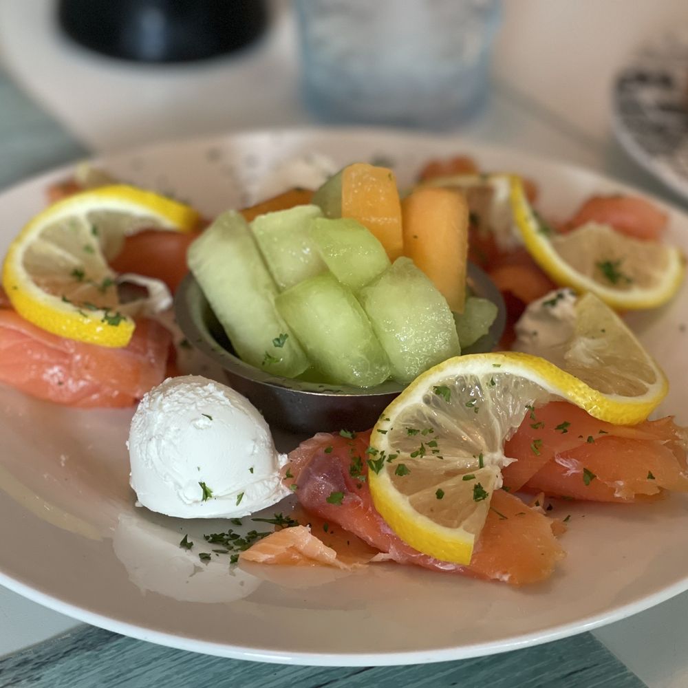 Cafe Paris - Smoked salmon plate with French goat cheese and fresh fruit - Creperies Near Me - Metuchen, New Jersey