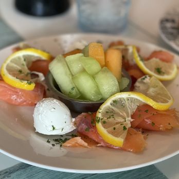 Cafe Paris - Smoked salmon plate with French goat cheese and fresh fruit - Creperies Near Me - Metuchen, New Jersey Cafe Paris - Smoked salmon plate with French goat cheese and fresh fruit - Creperies Near Me - Metuchen, New Jersey