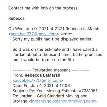 Gold Standard Moving - Emails trying to get answers - Self Storage Near Me - Pompano Beach, Florida