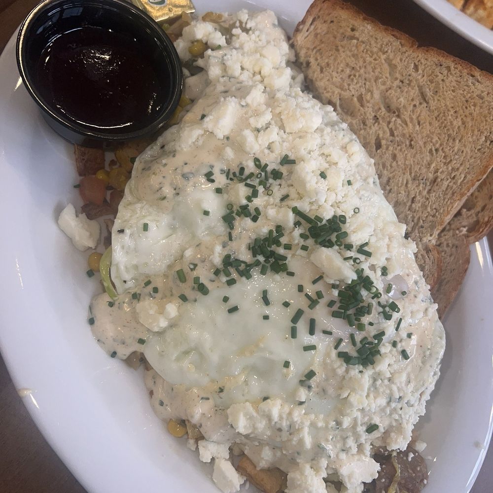 Dime Store - Mexican Street Corn Hash, added fiesta chicken (shredded) - Breakfast & Brunch Near Me - Rochester Hills, Michigan