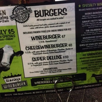 Harvey's Wineburger - Menu - Burgers Near Me - Phoenix, Arizona