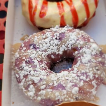 Duck Donuts - Blueberry lemonade and a Lemon Raspberry (it's called a sunrise). Sunrise and Blueberry Lemonade - Donuts Near Me - Las Vegas, Nevada