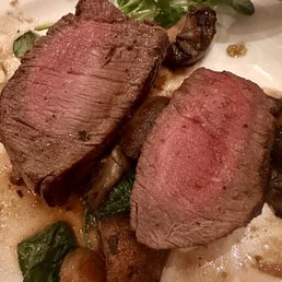 Sliced Filet Mignon with Cipollini Onions, Wild Mushrooms and Fig Essence Sliced Filet Mignon with Cipollini Onions, Wild Mushrooms and Fig Essence