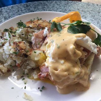 Plums Cafe - Eggs Benedict (potatoes were not good) - Breakfast & Brunch Near Me - Costa Mesa, California