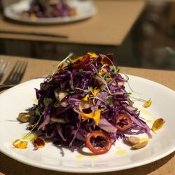 A Private Chef's Kitchen, Inc. - Vegan Salad: Shaved Cauliflower, Red Cabbage, Peanuts, Red Chiles & Spicy Peanut Vinaigrette