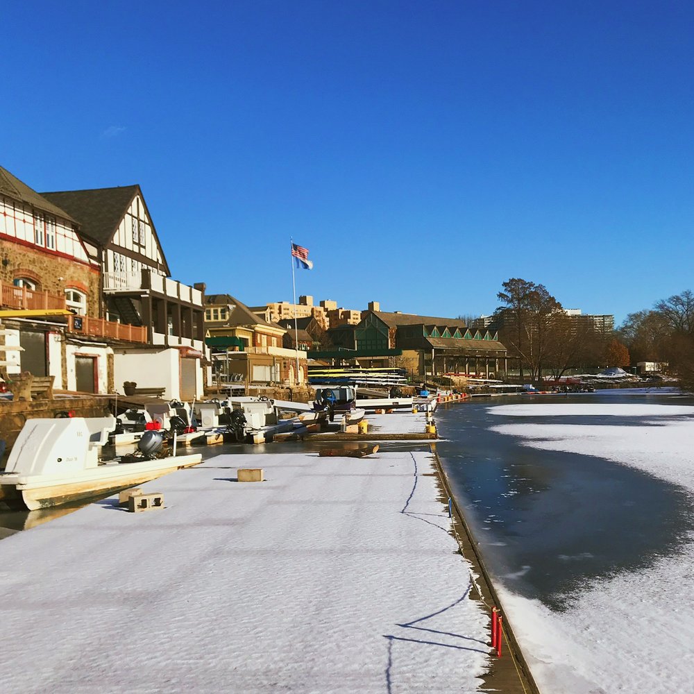 Boathouse Row - Bachelors Barge Club dock after a snow storm - Landmarks & Historical Buildings Near Me - Philadelphia, Pennsylvania