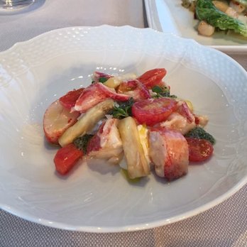 Marea - Astice, Nova Scotia lobster, burrata, eggplant, basil - Italian Near Me - New York, New York Marea - Astice, Nova Scotia lobster, burrata, eggplant, basil - Italian Near Me - New York, New York
