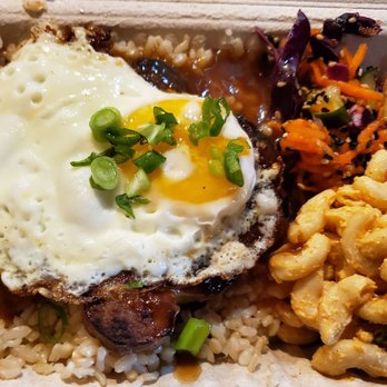 Pokito - Loco Moco plate on brown rice - Hawaiian Near Me - Toronto, Ontario