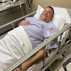 Oklahoma Surgical Hospital - Hubby was really impressed with the gown. They hooked it up to something that pushed warm or cool air.