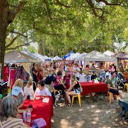 Sunday Brunch Farmers Market - A panoramic photo of the market on a beautiful spring day.