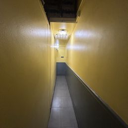 Hallway to get to the bathroom, not ADA compliant