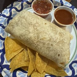 La Salsa - Large burrito chips salsa and hot sauce. Yummy