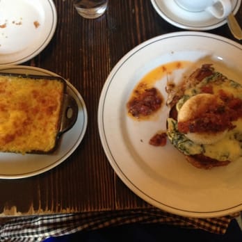 Woodberry Kitchen - Side of cheddar grits and a brioche egg in the hole. - American Near Me - Baltimore, Maryland