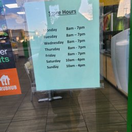 The time of the location hours.... they refused me service at 6:30pm. ... they closed at 7pm according to the paper