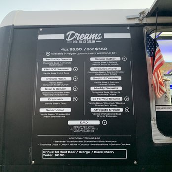 Dreams Rolled Ice Cream - Rolled Ice Cream Menu - Food Trucks Near Me - Springfield, Oregon Dreams Rolled Ice Cream - Rolled Ice Cream Menu - Food Trucks Near Me - Springfield, Oregon
