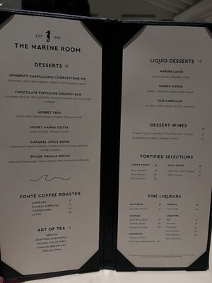 Menu photo 2 The Marine Room La Jolla, CA Menu photo 2 The Marine Room La Jolla, CA