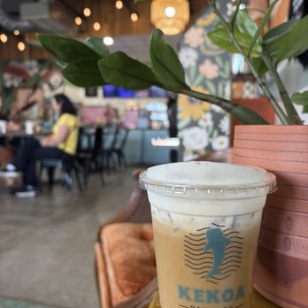 Kekoa Brew Co - Banana puddling iced latte with oat milk and white mocha cold foam - Coffee & Tea Near Me - Wyandotte, Michigan