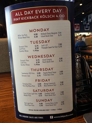 Menu photo 2 Kickback Jack's Roanoke, VA