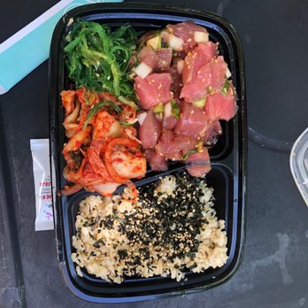 Seattle Fish Guys - Shoyu Tuna Poke Bowl with kimchi and seaweed salad - Seafood Markets Near Me - Seattle, Washington Seattle Fish Guys - Shoyu Tuna Poke Bowl with kimchi and seaweed salad - Seafood Markets Near Me - Seattle, Washington