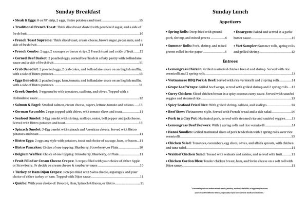 Menu photo 5 Saigon Paris Bistro Fort Myers, FL Menu photo 5 Saigon Paris Bistro Fort Myers, FL