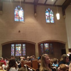 Emmanuel Baptist Church - Pre-service. Some of the stain-glass windows that portray the life of Christ.