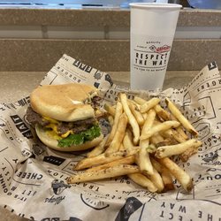 CLASSIC burger, regular fries, Diet Coke