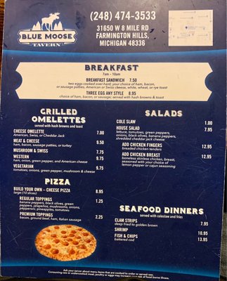 Menu photo 1 Blue Moose Tavern Farmington Hills, MI Menu photo 1 Blue Moose Tavern Farmington Hills, MI