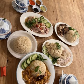 Ginger & Scallion - BBQ, drunken, chicken rice that comes with drunken chicken, curry, and original breast. - Thai Near Me - Seattle, Washington Ginger & Scallion - BBQ, drunken, chicken rice that comes with drunken chicken, curry, and original breast. - Thai Near Me - Seattle, Washington