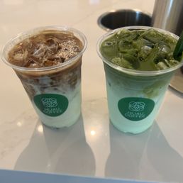 Klepon & Matcha lattes Klepon & Matcha lattes