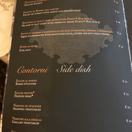 Menu- fish and sides