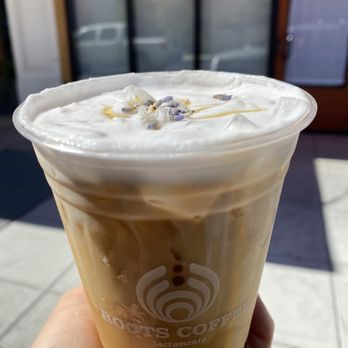 Roots Coffee - Honey Lavender Cold Brew w/Cold Foam (off the Barista Blends Menu) - Coffee & Tea Near Me - Sacramento, California Roots Coffee - Honey Lavender Cold Brew w/Cold Foam (off the Barista Blends Menu) - Coffee & Tea Near Me - Sacramento, California