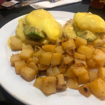 New Day Cafe - Eggs Benedict- Sub avocado no ham. Really good! With home potatoes - American Near Me - Henderson, Nevada