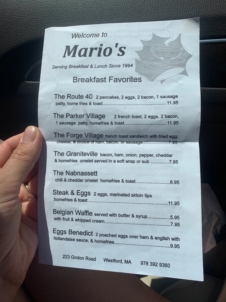 MARIO’S RESTAURANT 40 Reviews Breakfast & Brunch 223 Groton Rd